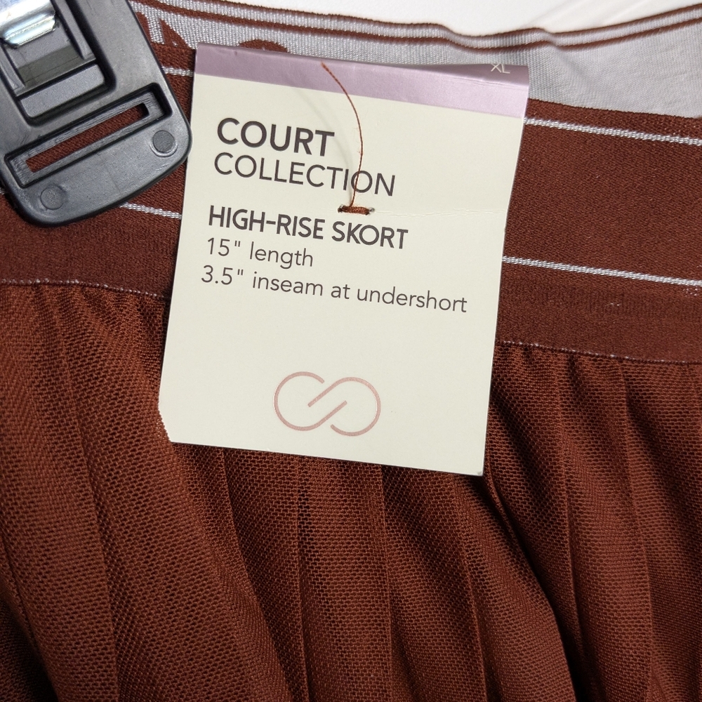 CALIA by Carrie Underwood Nwt Pleated Mesh Highrise Tennis Skort Rust XL - Picture 4 of 8